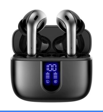 TAGRY Bluetooth Headphones True Wireless Earbuds 60H Playback LED Power Display Earphones with Wireless Charging Case IPX5 Waterproof in-Ear Ear buds with Mic for TV Smart Phone Laptop Computer Sports