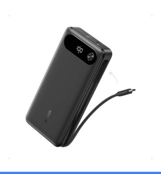 Anker Power Bank, 20,000mAh Travel Essential, Built-in USB-C Cable
