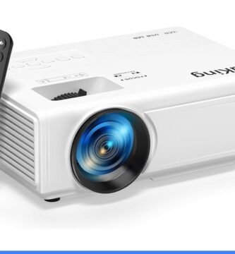 AuKing Projector, 2026 Upgraded Mini Projector, Full HD 1080P Home Theater Video Projector, Compatible with HDMI/USB/Smartphone/TV Box/Laptop (White)