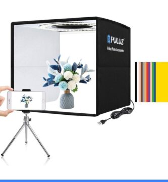 PULUZ Mini Photo Studio Light Box, Photo Shooting Tent kit, Portable Folding Photography Light Tent with CRI >95 104pcs LED Light & 6 Kinds Double-Sided Color Backgrounds for Small Size Products