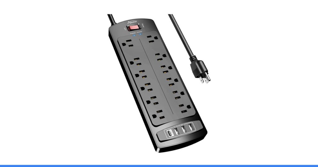 ALESTOR 6 Ft Surge Protector Power Strip with 12 Outlets and 4 USB Ports, 2700 Joules