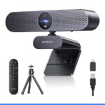 DEPSTECH Webcam 4K, Zoomable Webcam with Microphone and Remote, Equipped with Sony Sensor, 3X Digital Zoom, Noise-Canceling Mics, Auto-Focus Computer Camera for PC/Mac/Laptop/Zoom/Teams/OBS/Google