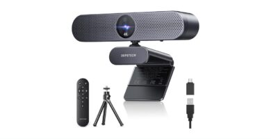 DEPSTECH Webcam 4K, Zoomable Webcam with Microphone and Remote, Equipped with Sony Sensor, 3X Digital Zoom, Noise-Canceling Mics, Auto-Focus Computer Camera for PC/Mac/Laptop/Zoom/Teams/OBS/Google