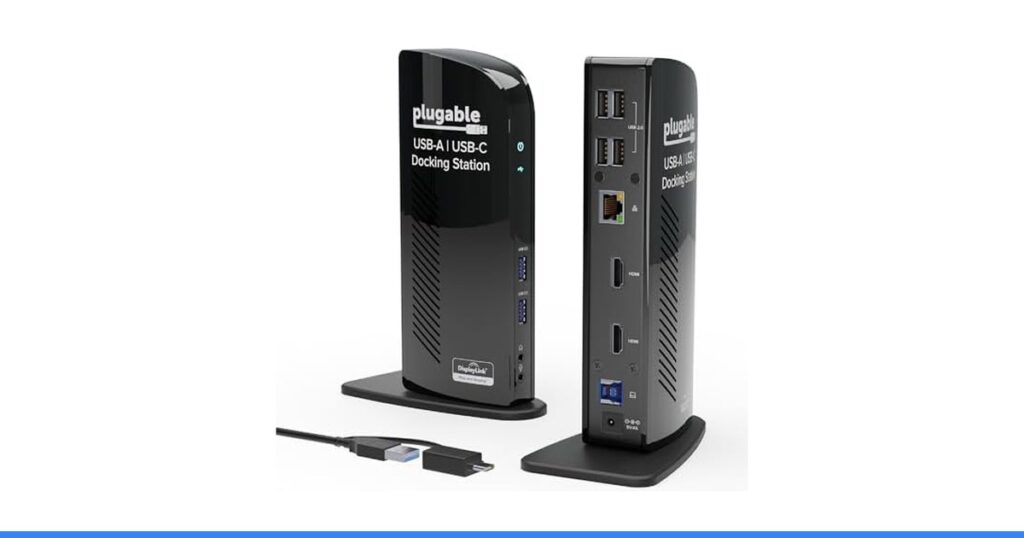 Plugable Universal Laptop Docking Station Dual HDMI Monitor for Windows and Mac (Driver Required), USB 3.0 or USB-C, 2X HDMI, Gigabit Ethernet, Audio, 6 USB Ports (UD-3900)