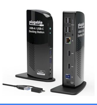 Plugable Universal Laptop Docking Station Dual HDMI Monitor for Windows and Mac (Driver Required), USB 3.0 or USB-C, 2X HDMI, Gigabit Ethernet, Audio, 6 USB Ports (UD-3900)