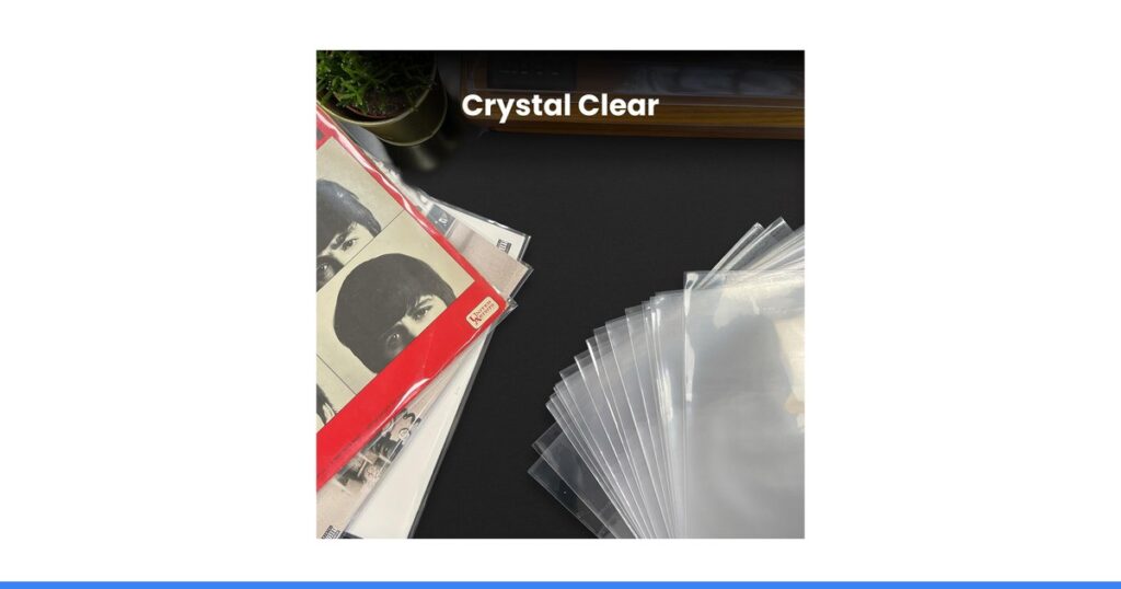 EVEO 100 Vinyl Record Sleeves Outer - Crystal Clear Outer Vinyl Sleeves LP Album Covers 12.75"x12.75" | Perfect Fit Protective 3 Mil Protection for Single & Double LPs - Archival Quality