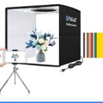 PULUZ Mini Photo Studio Light Box, 10"x10" Portable Folding Photography Lightbox with CRI >95 104pcs LED Light & 6 Kinds Double-Sided Color Backgrounds for Small Products