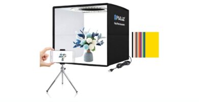 PULUZ Mini Photo Studio Light Box, 10"x10" Portable Folding Photography Lightbox with CRI >95 104pcs LED Light & 6 Kinds Double-Sided Color Backgrounds for Small Products
