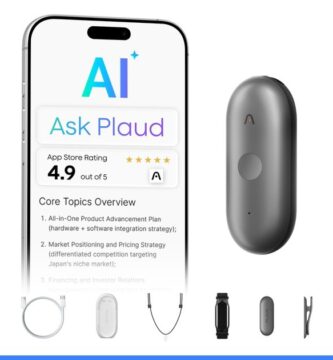 Plaud NotePin S Wearable AI Voice Recorder, Transcribe & Summarize, Black