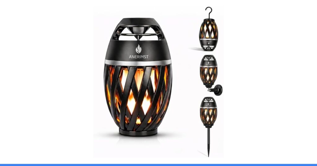 ANERIMST Unique Gifts for Men, Outdoor Bluetooth Speaker Waterproof Wireless with Torch LED Light, Birthday Gift for Boyfriend Him Dad, Cool for Garden, Patio, Outside (Black)