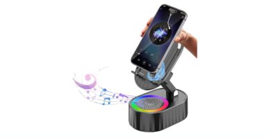 AKLLCCR Wireless Induction Bluetooth Speaker 5in1 Phone Holder Speaker