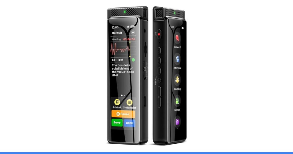 8GB Digital Voice Recorder with Playback, Innioasis R1 Full Touchscreen Voice Recorder with Bluetooth, Voice Activated Sound Audio Recorder Device with Mic Black